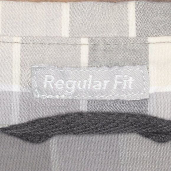 Columbia Regular Fit Men's Large Gray White Plaid Long Sleeve Button Up Shirt - Picture 8 of 10